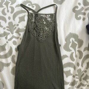 Green racerback tank with lace